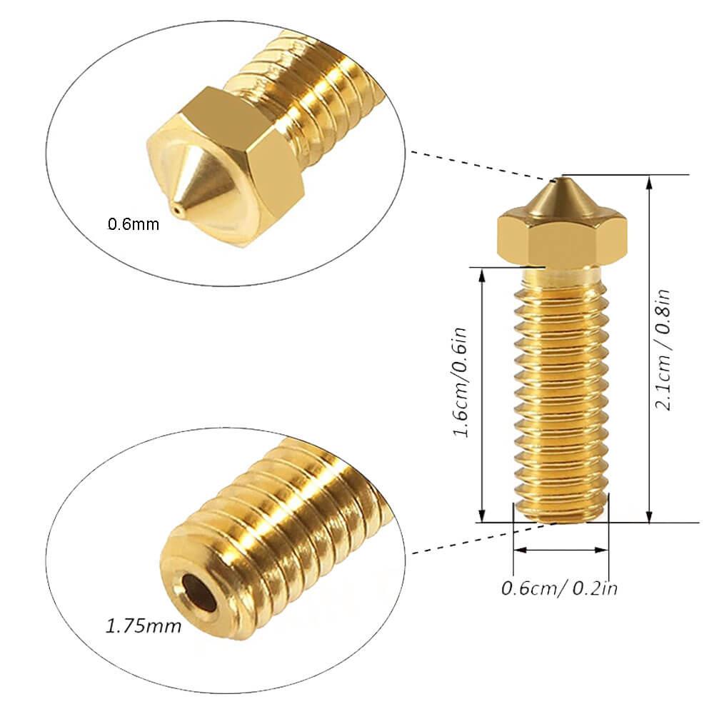 3D Yazıcı Extruder M6 Filament 1.75mm/ 0.6mm Baskı Kafası Volkan Nozzle - GD54
