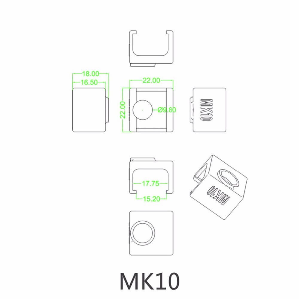 3D Yazıcı MK10 Alüminyum Isıtıcı Blok Silikon Kılıfı - Mavi -GD64