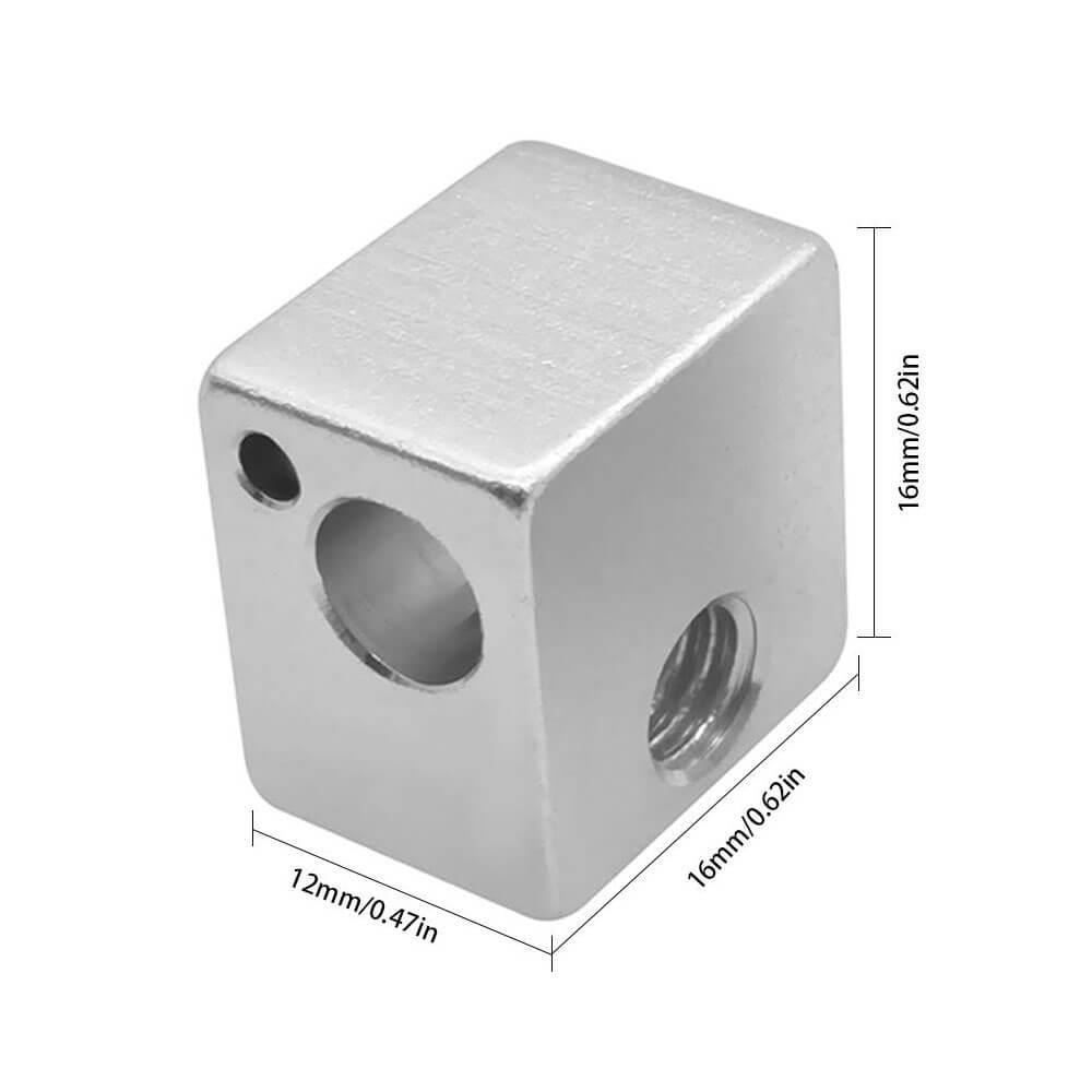 3D Yazıcı E3D V5 Isıtıcı Blok Baskı Kafası J Kafa Çift Taraflı 16x16x12mm Alüminyum Blok
