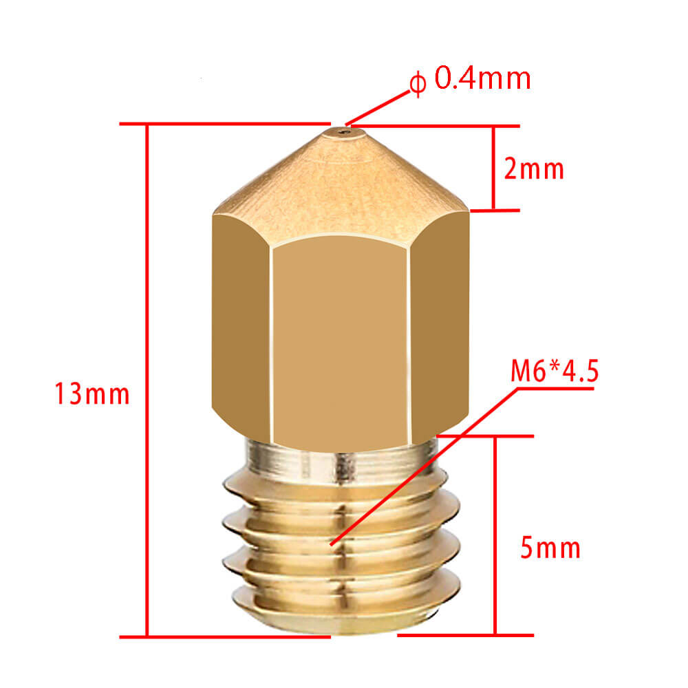 3D Yazıcı MK8 Extruder 1.75mm / 0.4mm Baskı Kafası Pirinç Nozzle - GD100