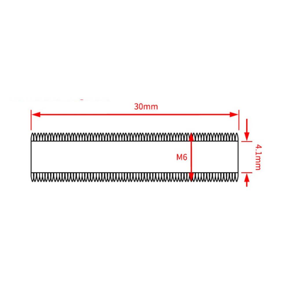 3D Yazıcı E3D V5 M6x30mm Teflonsuz Barel - 4.1mm E3D V5 Uyumlu