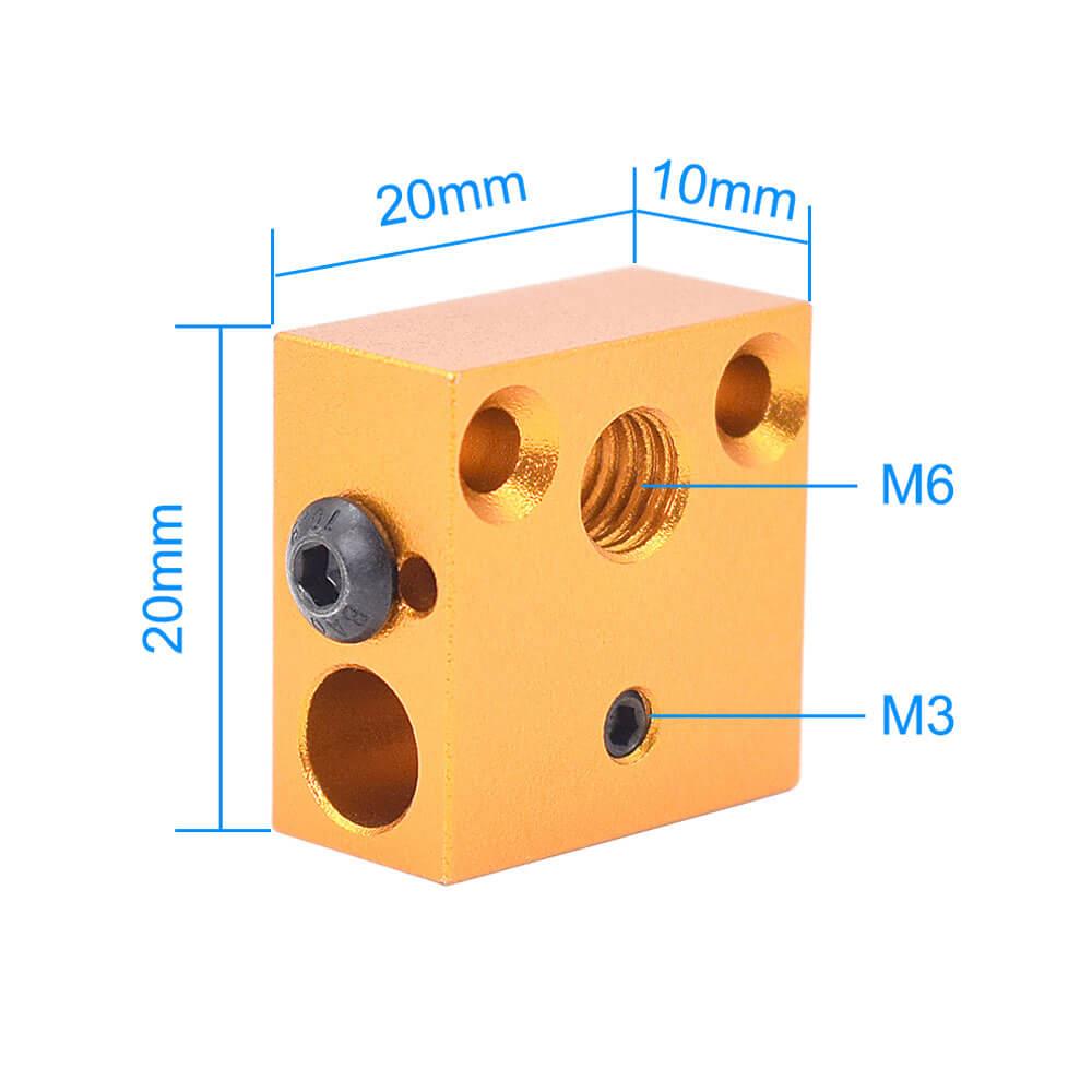 3D Yazıcı CR10 Isıtıcı Blok MK7/MK8 Baskı Kafası Bakır Renk Alüminyum Blok - GD126