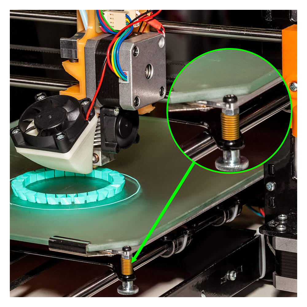 3D Yazıcı Sıcak Yatak Tesviye Kiti M3*45*22mm Vidalı Enjeksiyon Büyük Boy Vidalı Somun + Turuncu Yay Seti - GD155
