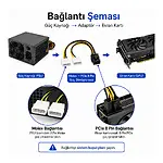 8 Pin Ekran Kartı Power Güç Kablo Özel Üretim Bakır Isınma Yapmaz