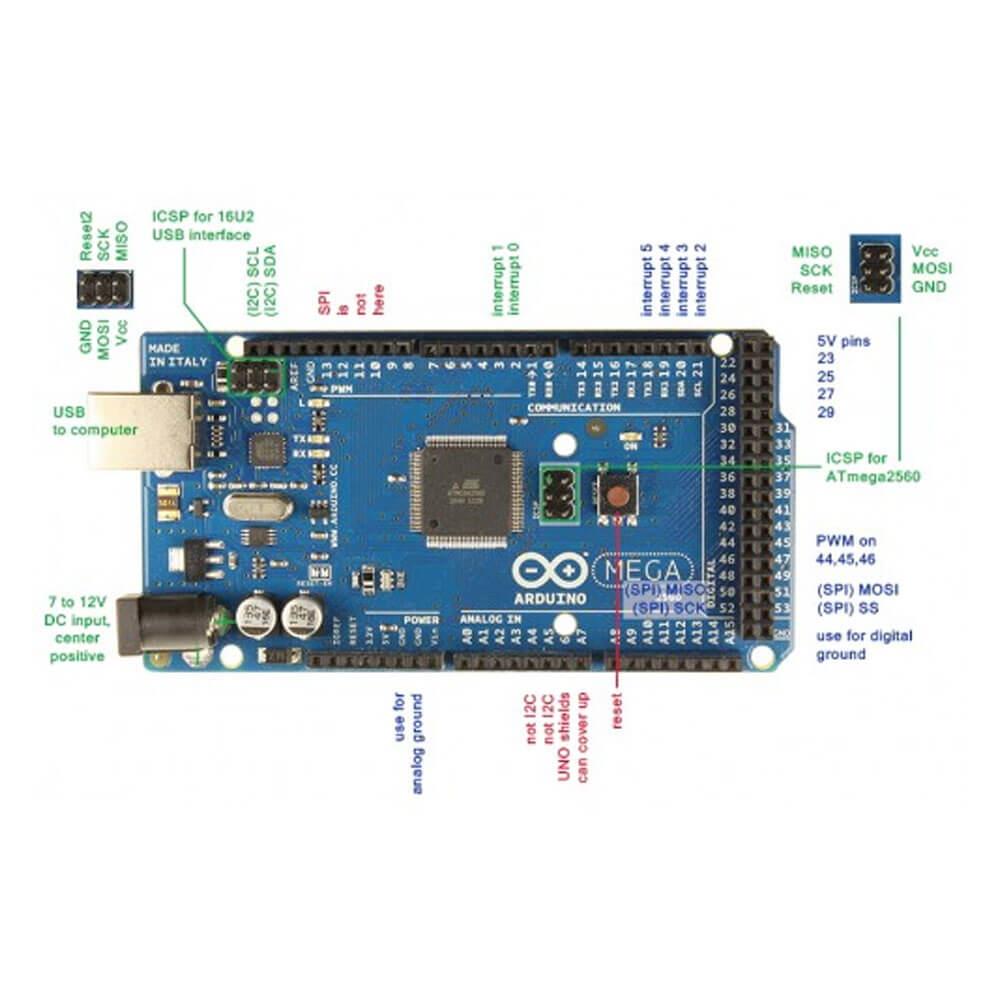 Arduino Mega 2560 R3 Rev3 Atmega 2560-16au Ch340g Devre Kartı Yeni Versiyon + Kablo - YA2