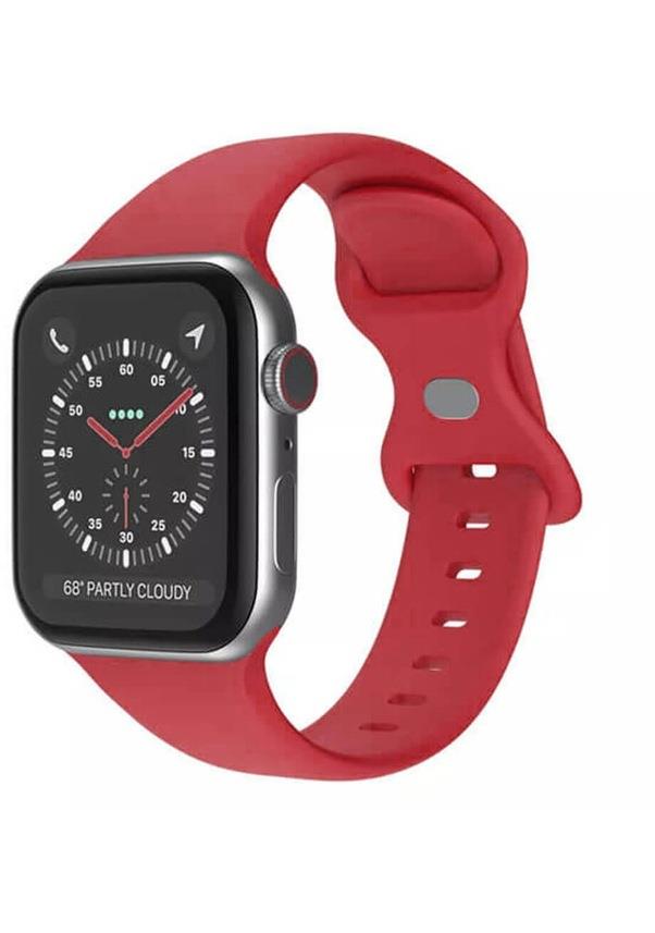 Apple Watch 1, 2, 3, 4, 5, 6, 7, Se Silikon Kordon Kayış - S-m Beden 42/44/45mm - Kırmızı - Apple Watch BW2