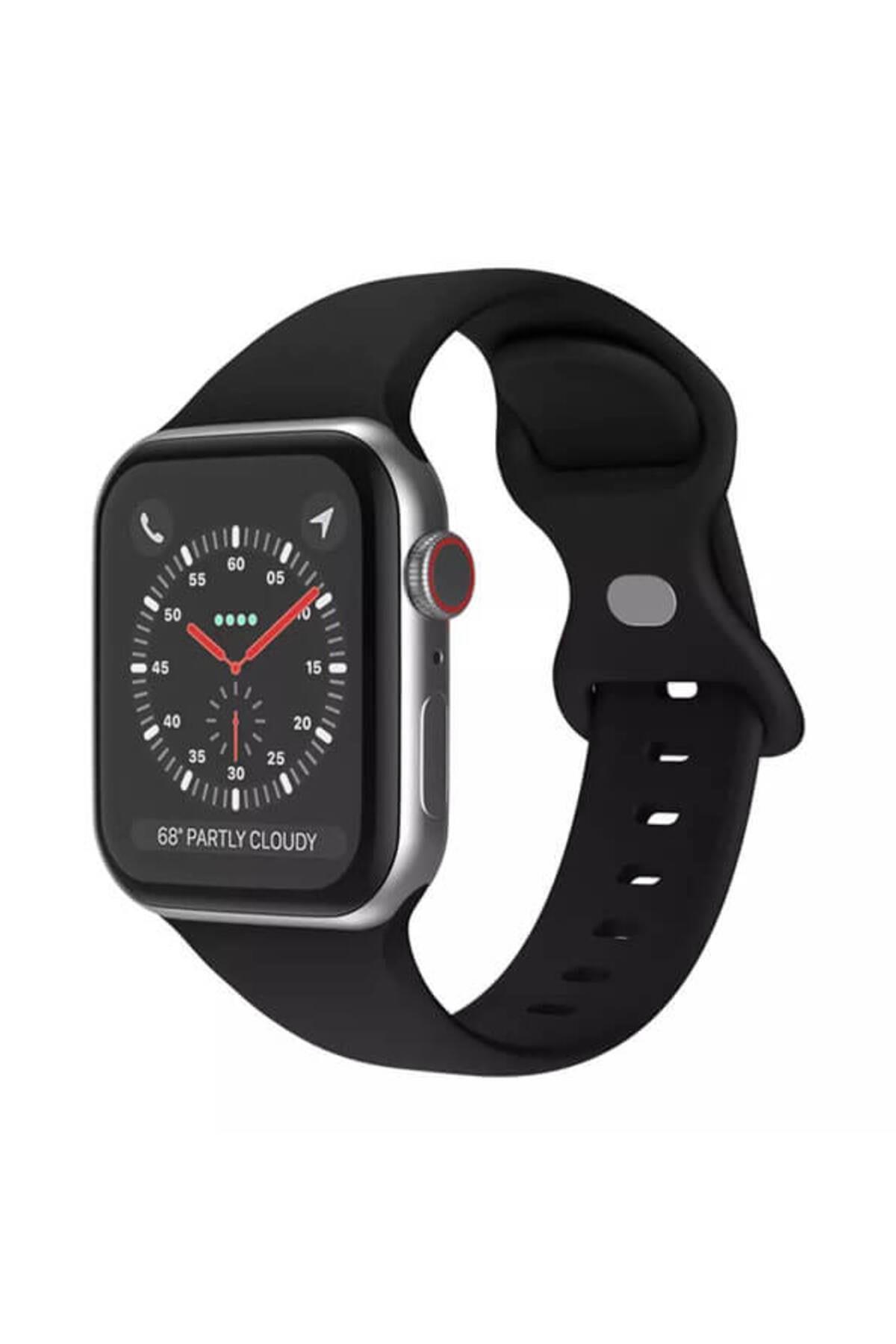 Apple Watch 1, 2, 3, 4, 5, 6, 7, 8, Se Silikon Kordon Kayış - M-l Beden 38/40/41mm - Siyah - Apple Watch BW3