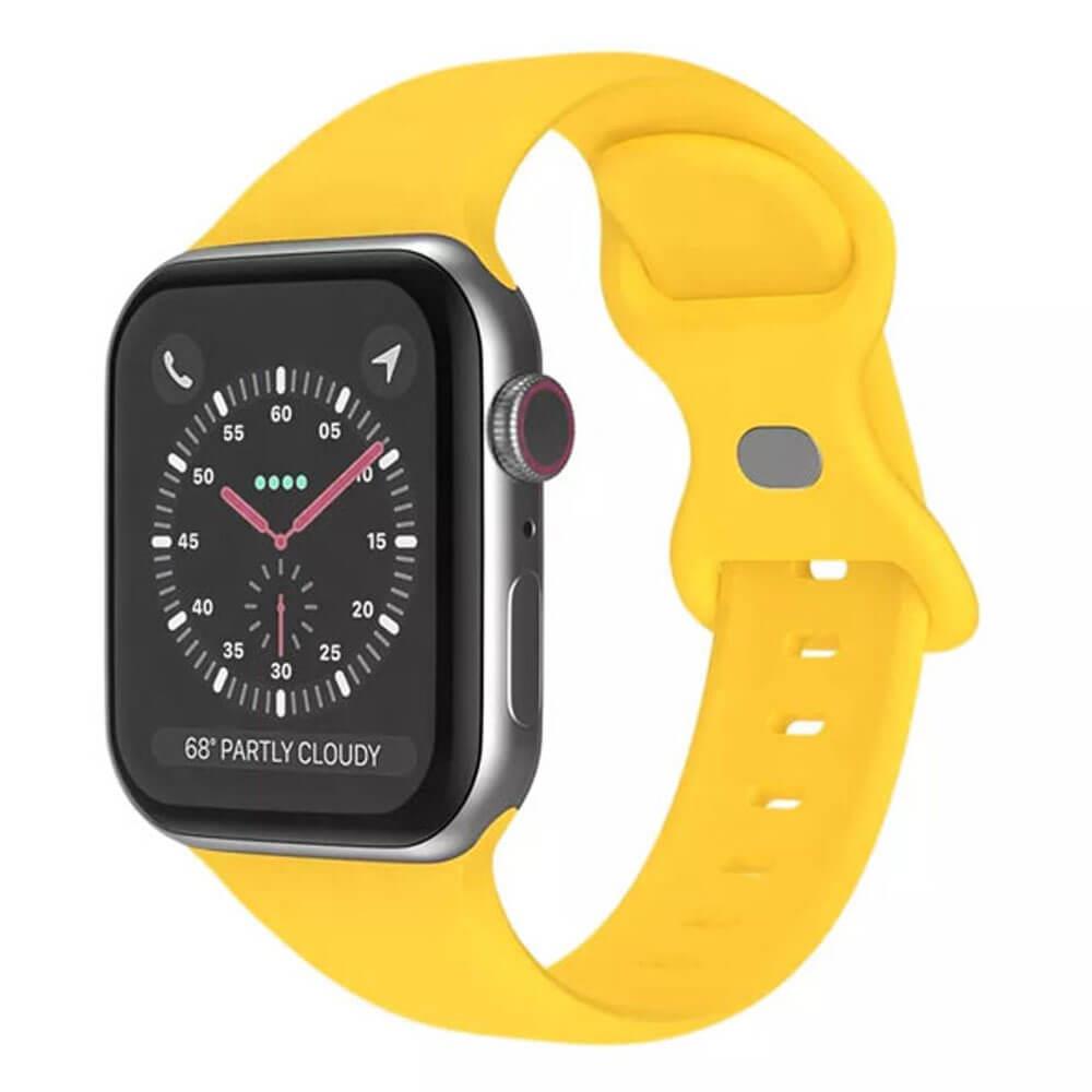 Apple Watch 1, 2, 3, 4, 5, 6, 7, 8, SE Silikon Kordon Kayış - M-L Beden 38/40/41mm - Sarı - Apple Watch BW3