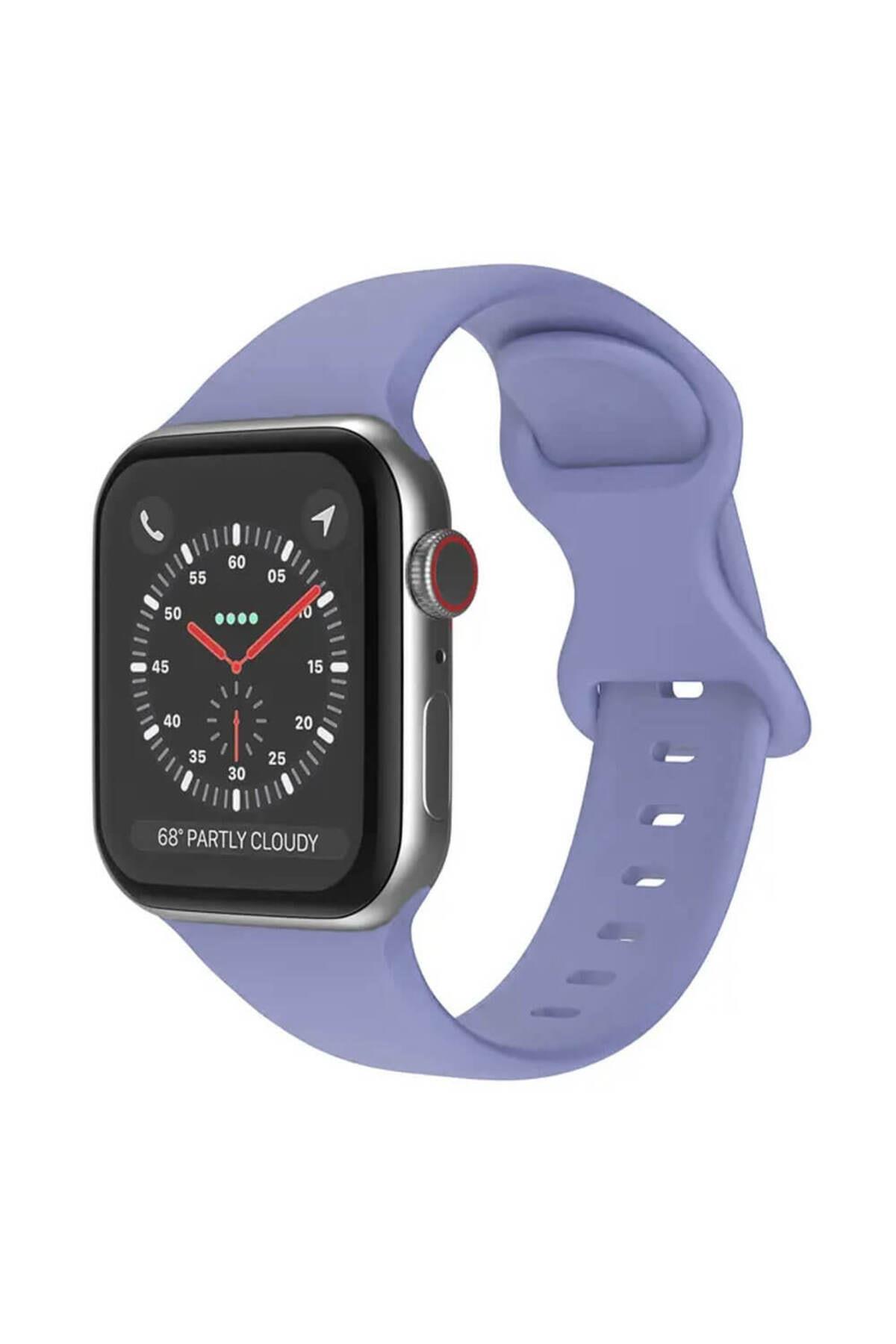 Apple Watch 1, 2, 3, 4, 5, 6, 7, 8, Se Silikon Kordon Kayış - M-l Beden 38/40/41mm - Leylak - Apple Watch BW3
