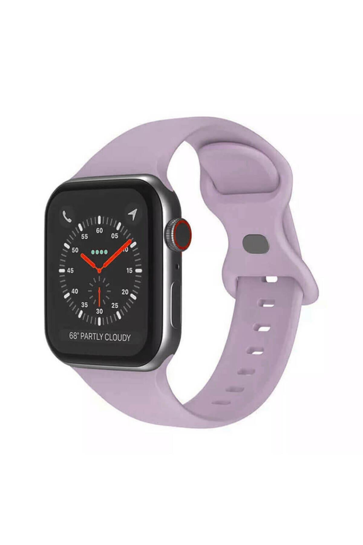 Apple Watch 1, 2, 3, 4, 5, 6, 7, 8, Se Silikon Kordon Kayış - M-l Beden 38/40/41mm - Lavanta - Apple Watch BW3