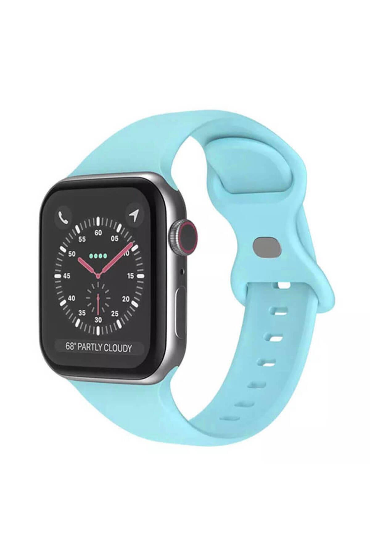 Apple Watch 1, 2, 3, 4, 5, 6, 7, 8, Se Silikon Kordon Kayış - M-l Beden 42/44/45mm - Açık Mavi 10 Mavi Açık - BW4