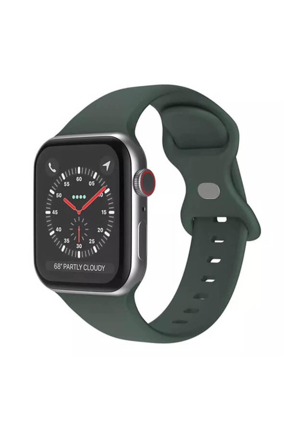 Apple Watch 1, 2, 3, 4, 5, 6, 7, 8, Se Silikon Kordon Kayış - M-l Beden 42/44/45mm - Haki 13 Haki Yeşil - BW4