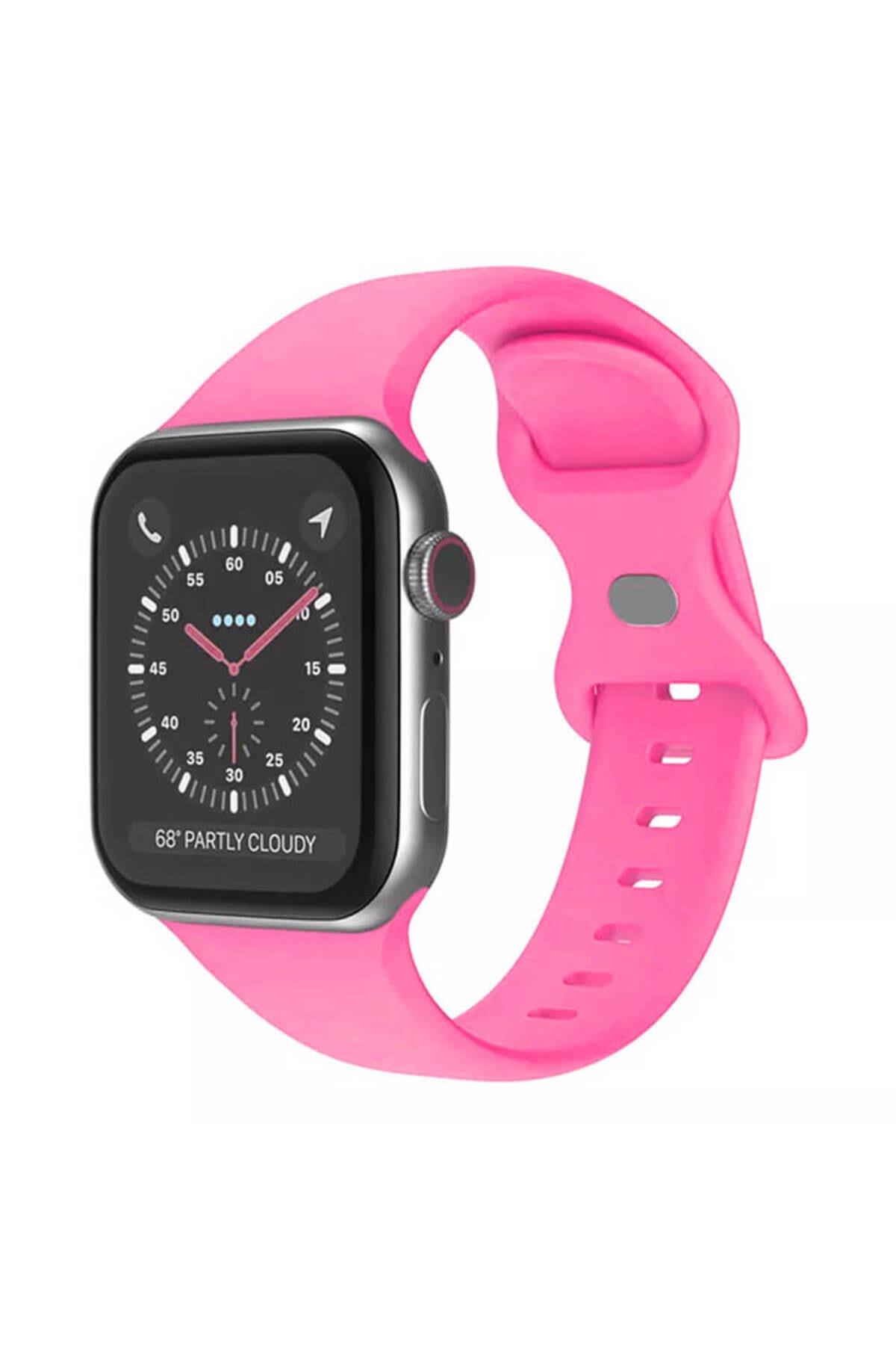 Apple Watch 1, 2, 3, 4, 5, 6, 7, 8, Se Silikon Kordon Kayış - M-l Beden 42/44/45mm - Pembe 13-Pembe - BW4