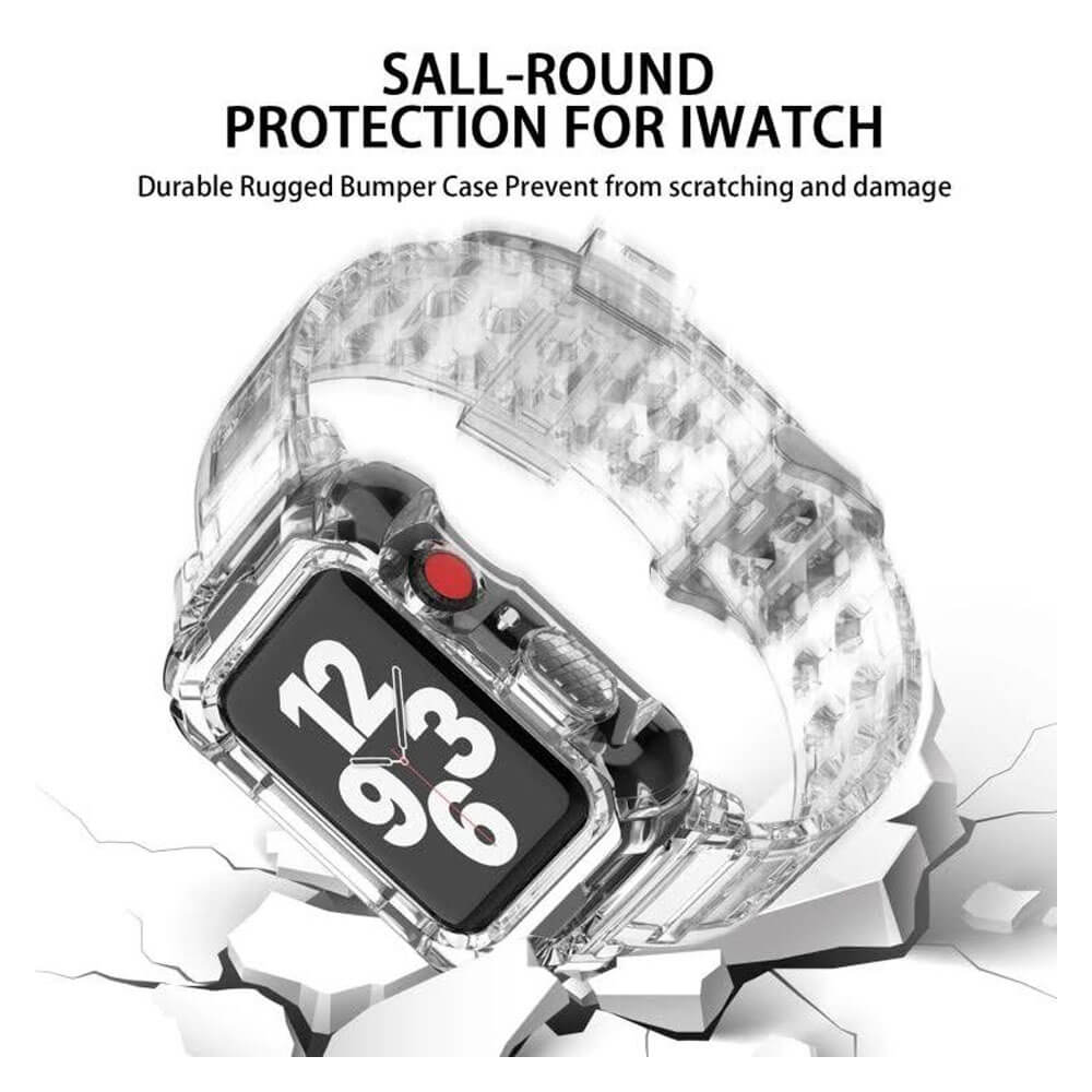 Apple Watch 1, 2, 3, 4, 5, 6, 7, 8, Se Kasa Koruma 38/40/41mm Spor Kordon Kayış - Siyah - BW5