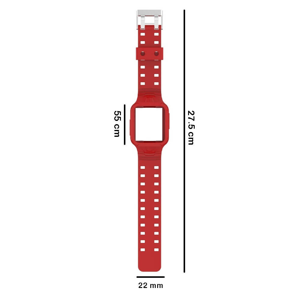 Apple Watch 1, 2, 3, 4, 5, 6, 7, 8, Se Kasa Koruma 38/40/41mm Spor Kordon Kayış - Kırmızı - BW5
