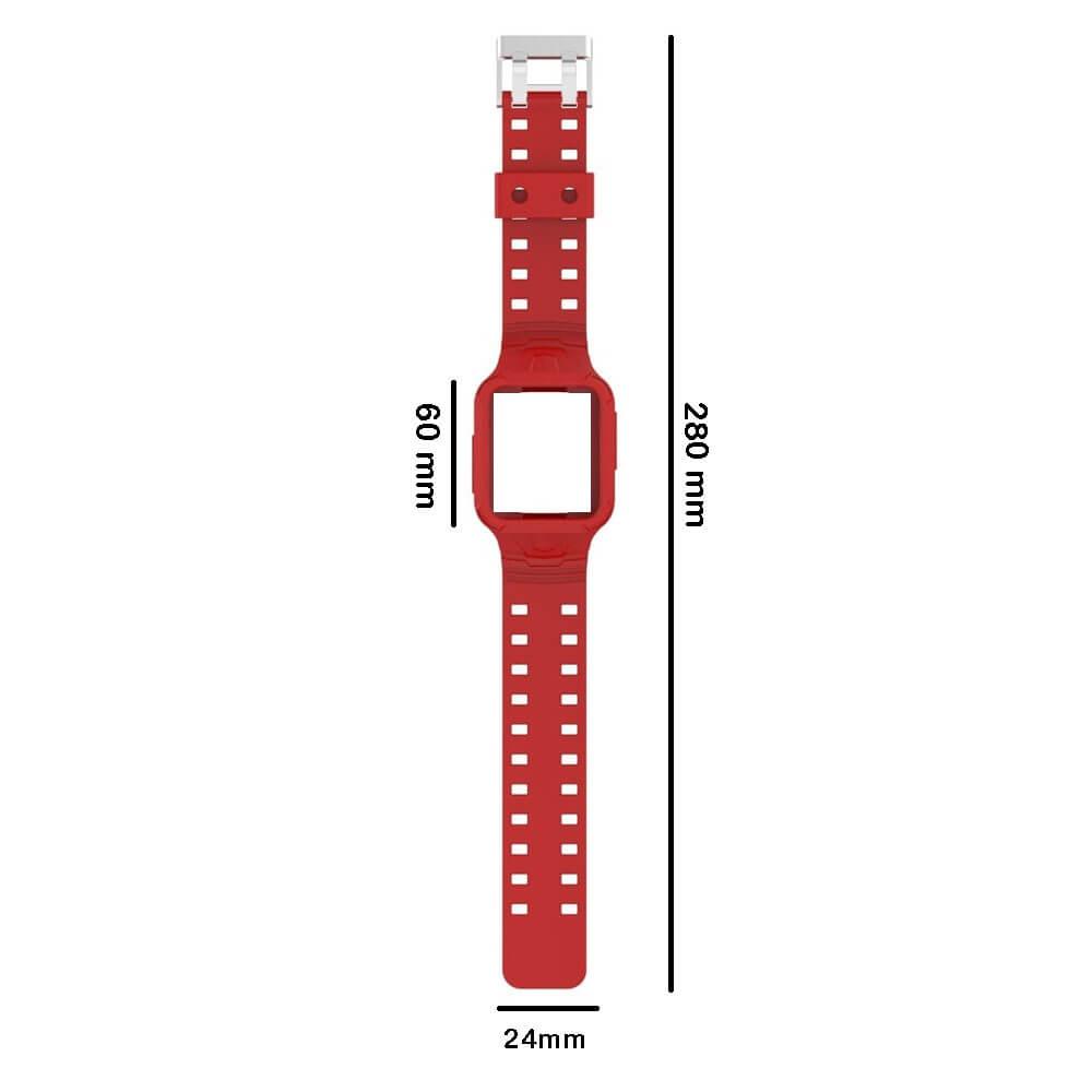 Apple Watch 1, 2, 3, 4, 5, 6, 7, 8, Se Kasa Koruma 42/44/45mm Spor Kordon Kayış - Kırmızı - BW6