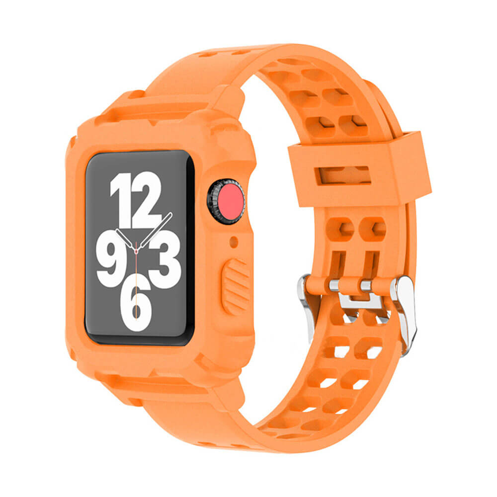 Apple Watch 1, 2, 3, 4, 5, 6, 7, 8, Se Kasa Koruma 42/44/45mm Spor Kordon Kayış - Turuncu - BW6