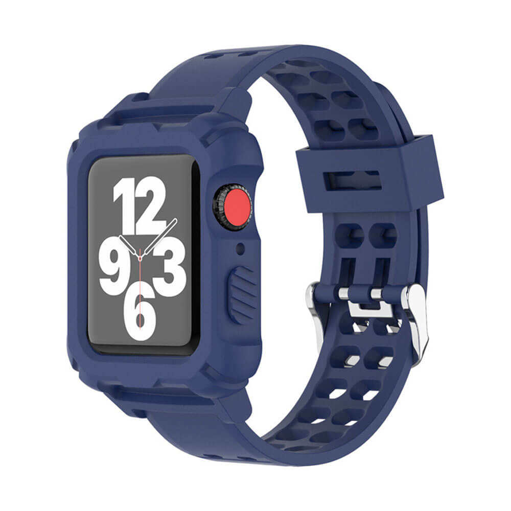 Apple Watch 1, 2, 3, 4, 5, 6, 7, 8, Se Kasa Koruma 42/44/45mm Spor Kordon Kayış - Lacivert - BW6