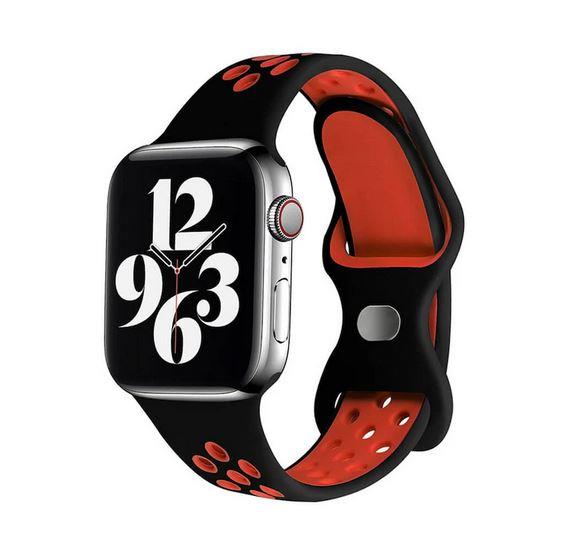 Apple Watch 1, 2, 3, 4, 5, 6, 7, 8, Se Nike Serisi Kordon S-m 38/40/41mm- Siyah Kırmızı 03.Siyah-Kırmızı - BW7