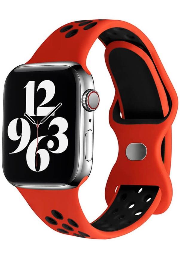 Apple Watch 1, 2, 3, 4, 5, 6, 7, 8, Se Nike Serisi Kordon S-m 38/40/41mm - Kırmızı Siyah 01.Kırmızı-Siyah - BW7