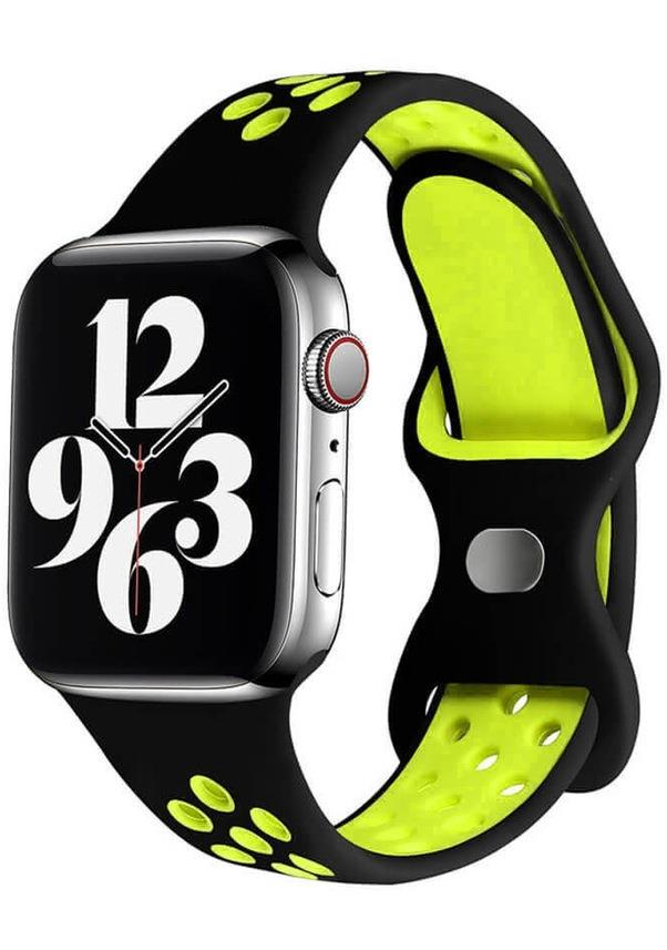 Apple Watch 1, 2, 3, 4, 5, 6, 7, 8, Se Nike Serisi Kordon S-m 38/40/41mm - Siyah Sarı 03.Siyah-Sarı