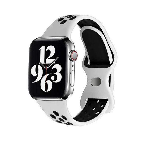 Apple Watch 1, 2, 3, 4, 5, 6, 7, 8, Se Nike Serisi Kordon S-m 42/44/45mm - Beyaz Siyah 10.Beyaz-Siyah - BW8