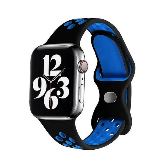 Apple Watch 1, 2, 3, 4, 5, 6, 7, 8, Se Nike Serisi Kordon M-l Beden 38/40/41mm - Siyah Mavi 08.Siyah-Mavi - BW9