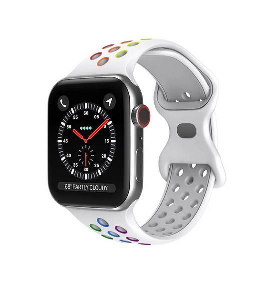 Apple Watch 1, 2, 3, 4, 5, 6, 7, 8, Se Nike Serisi Kordon M-l Beden 38/40/41mm - Beyaz Gökkuşağı 01 Beyaz - BW9