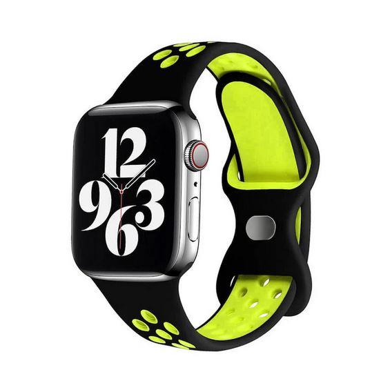 Apple Watch 1, 2, 3, 4, 5, 6, 7, 8, Se Nike Serisi Kordon M-l Beden 38/40/41mm - Siyah Sarı 03.Siyah-Sarı - BW9
