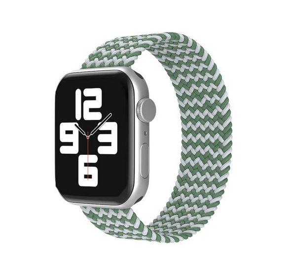 Apple Watch 1 2 3 4 5 6 7 8 Se Ultra Spor Loop Örgü Kordon Xs Beden 38/40/41mm - Yeşil Beyaz 19-Yeşil - BW11
