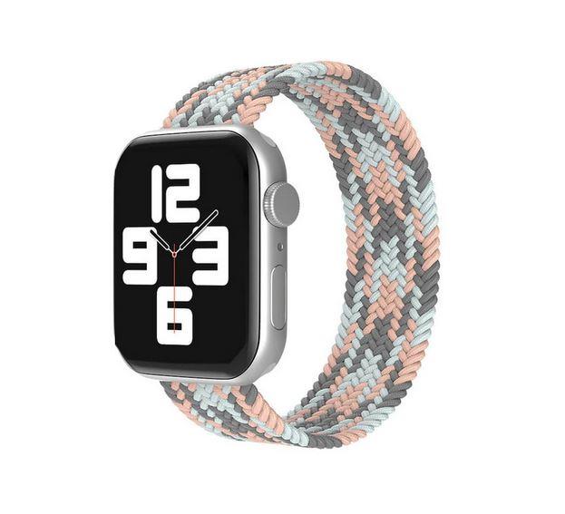 Apple Watch 1 2 3 4 5 6 7 8 Se Ultra Spor Loop Örgü Kordon Xs Beden 38/40/41mm- Gri Mavi Pembe 3-Grikoyu-Mavi - BW11