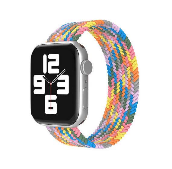 Apple Watch 1 2 3 4 5 6 7 8 Se Ultra Spor Loop Örgü Kordon Xs Beden 38/40/41mm - Gökkuşağı 02 Gökkuşağı - BW11