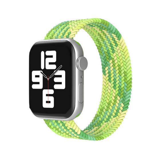 Apple Watch 1 2 3 4 5 6 7 8 Se Ultra Spor Loop Örgü Kordon S Beden 38/40/41mm - Yeşil Sarı 20-Yeşil Açık - BW12