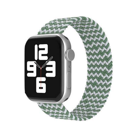 Apple Watch 1 2 3 4 5 6 7 8 Se Ultra Spor Loop Örgü Kordon S Beden 38/40/41mm - Yeşil Beyaz 19-Yeşil - BW12