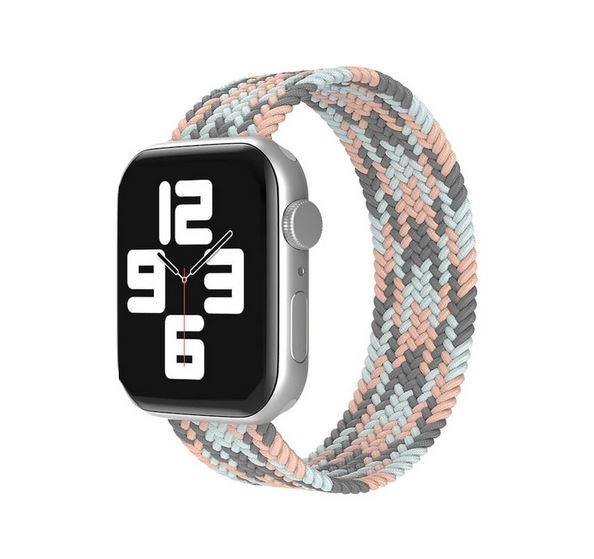 Apple Watch 1 2 3 4 5 6 7 8 Se Ultra Spor Loop Örgü Kordon S Beden 38/40/41mm- Gri Mavi Pembe 3-Grikoyu-Mavi - BW12