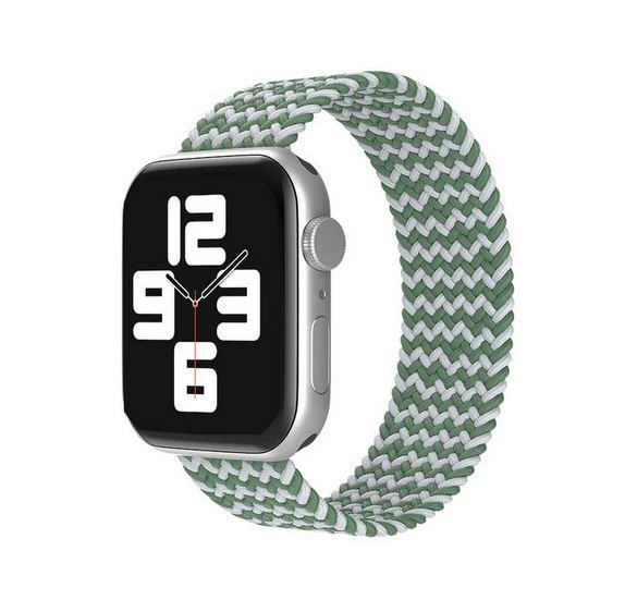 Apple Watch 1 2 3 4 5 6 7 8 Se Ultra Spor Loop Örgü Kordon M Beden 38/40/41mm - Yeşil Beyaz 19-Yeşil - BW13