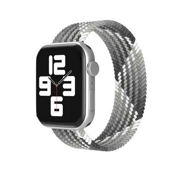 Apple Watch 1 2 3 4 5 6 7 8 Se Ultra Spor Loop Örgü Kordon L Beden 38/40/41mm - Siyah Gri 09.Siyah-Gri