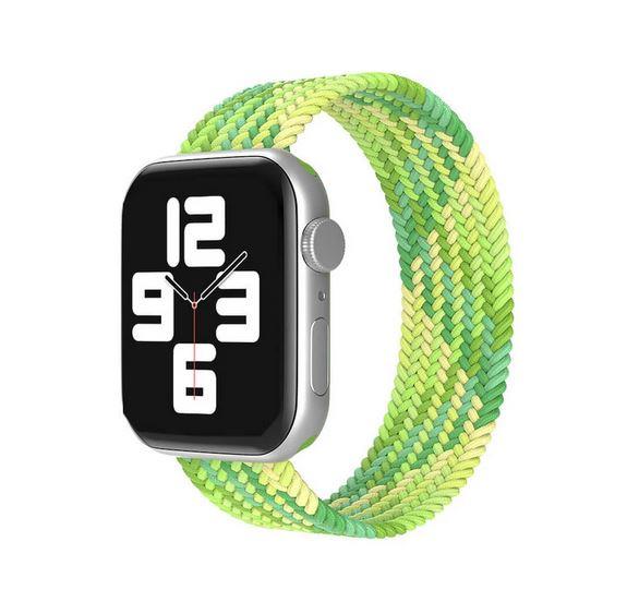 Apple Watch 1 2 3 4 5 6 7 8 Se Ultra Spor Loop Örgü Kordon L Beden 38/40/41mm - Yeşil Sarı 20-Yeşil Açık