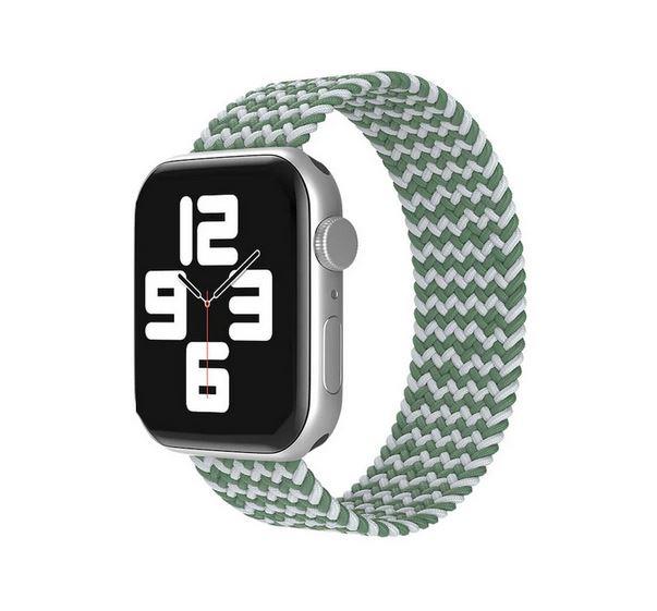 Apple Watch 1 2 3 4 5 6 7 8 Se Ultra Spor Loop Örgü Kordon L Beden 38/40/41mm - Yeşil Beyaz 19-Yeşil