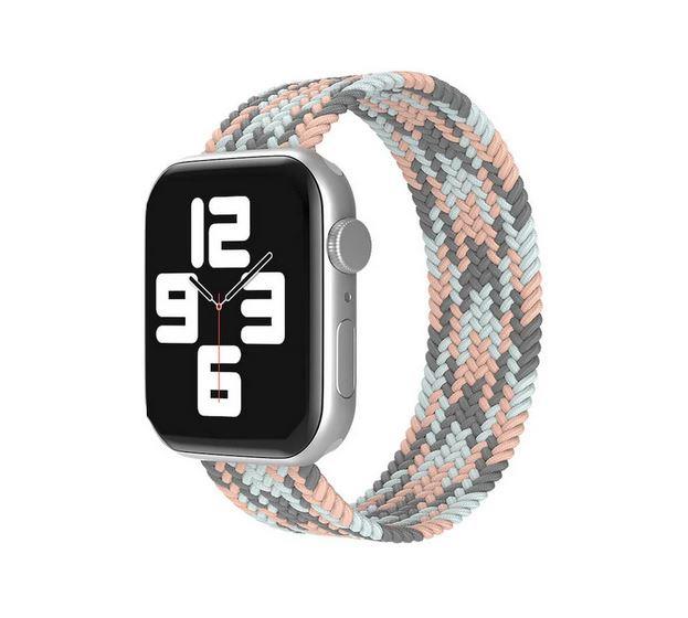 Apple Watch 1 2 3 4 5 6 7 8 Se Ultra Spor Loop Örgü Kordon L Beden 38/40/41mm- Gri Mavi Pembe 3-Grikoyu-Mavi