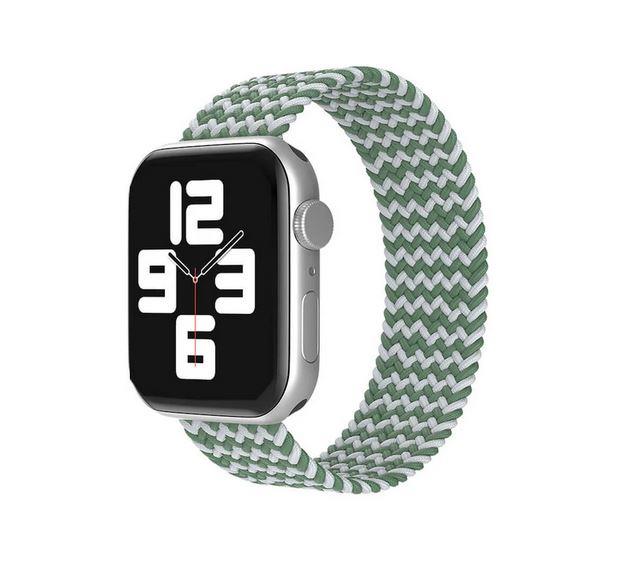 Apple Watch 1 2 3 4 5 6 7 8 Se Ultra Spor Loop Örgü Kordon Xs Beden 42/44/45mm - Yeşil Beyaz 19-Yeşil - BW15