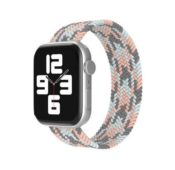 Apple Watch 1 2 3 4 5 6 7 8 Se Ultra Spor Loop Örgü Kordon M Beden 42/44/45mm- Gri Mavi Pembe 3-Grikoyu-Mavi - BW17
