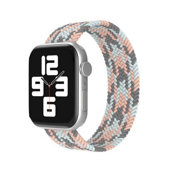 Apple Watch 1 2 3 4 5 6 7 8 Se Ultra Spor Loop Örgü Kordon L Beden 42/44/45mm- Gri Mavi Pembe 3-Grikoyu-Mavi - BW18