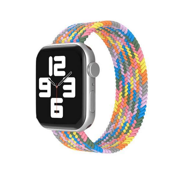 Apple Watch 1 2 3 4 5 6 7 8 Se Ultra Spor Loop Örgü Kordon L Beden 42/44/45mm - Gökkuşağı 02.Gökkuşağı