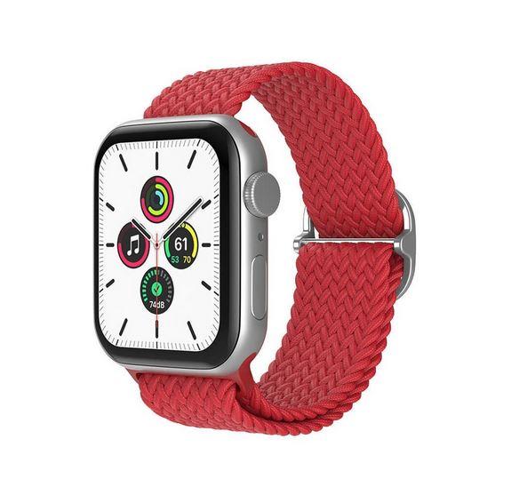 Apple Watch 1 2 3 4 5 6 7 8 Se Ultra Solo Loop Esnek Örgü Tokalı Kordon 38/40/41mm - Kırmızı 06 Kırmızı