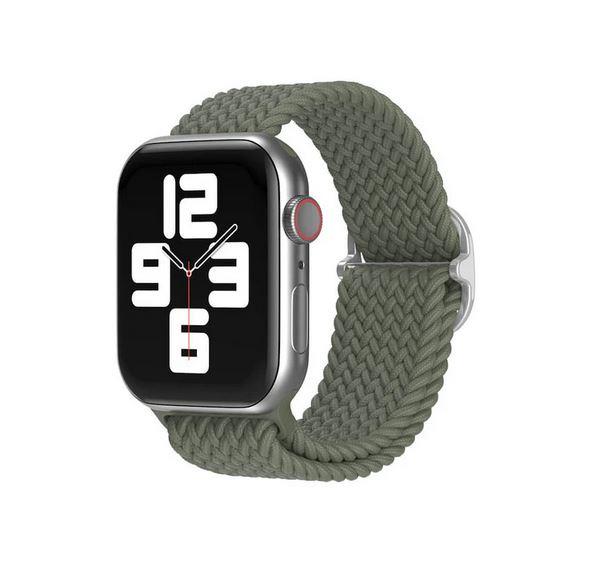Apple Watch 1 2 3 4 5 6 7 8 Se Ultra Solo Loop Esnek Örgü Tokalı Kordon 38/40/41mm- Haki Yeşil 13 Haki Yeşil