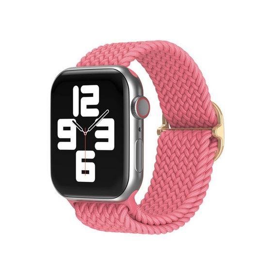 Apple Watch 1 2 3 4 5 6 7 8 Se Ultra Solo Loop Esnek Örgü Tokalı Kordon 38/40/41mm - Pembe 13-Pembe
