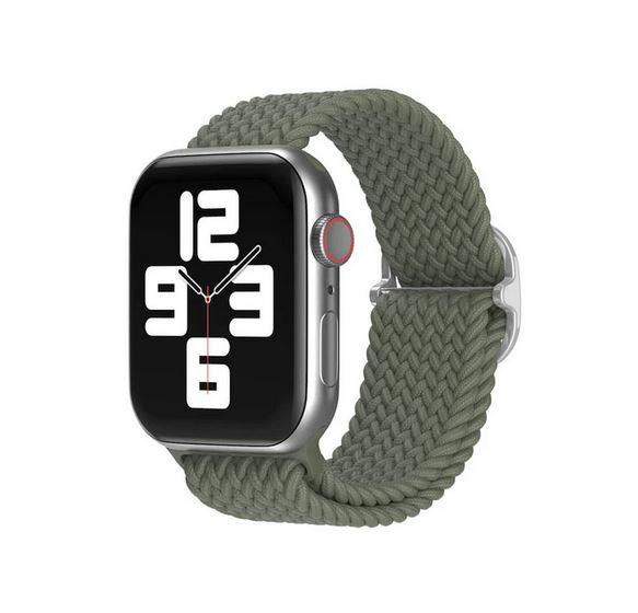 Apple Watch 1 2 3 4 5 6 7 8 Se Ultra Solo Loop Örgü Tokalı Kordon 42/44/45/49mm - Haki Yeşil 13 Haki Yeşil
