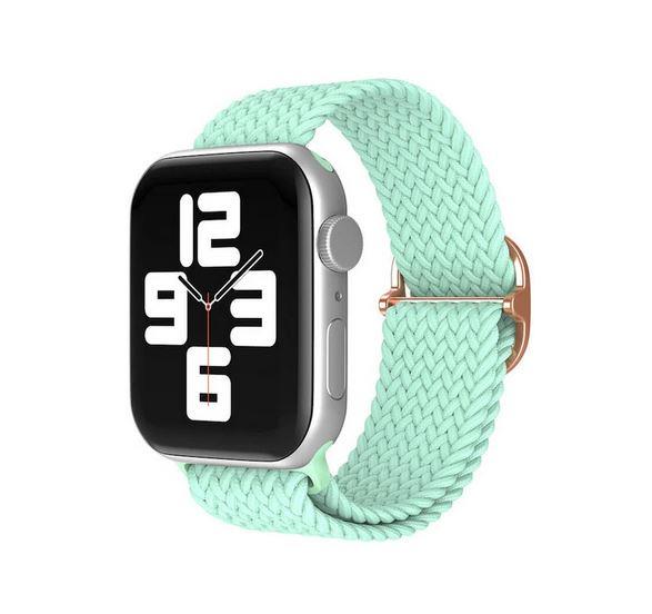 Apple Watch 1 2 3 4 5 6 7 8 Se Ultra Solo Loop Esnek Örgü Toka Kordon 42/44/45/49mm- Su Yeşili 13-Su Yeşil