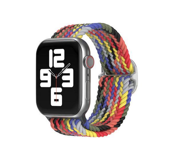Apple Watch 1 2 3 4 5 6 7 8 Se Ultra Solo Loop Örgü Tokalı Kordon 42/44/45/49mm - Gökkuşağı .Gökkuşağı-42-44-45 MM
